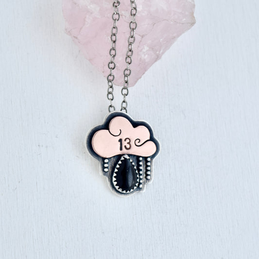 Friday the 13th Little Dark Cloud Necklace with Black Onyx #001
