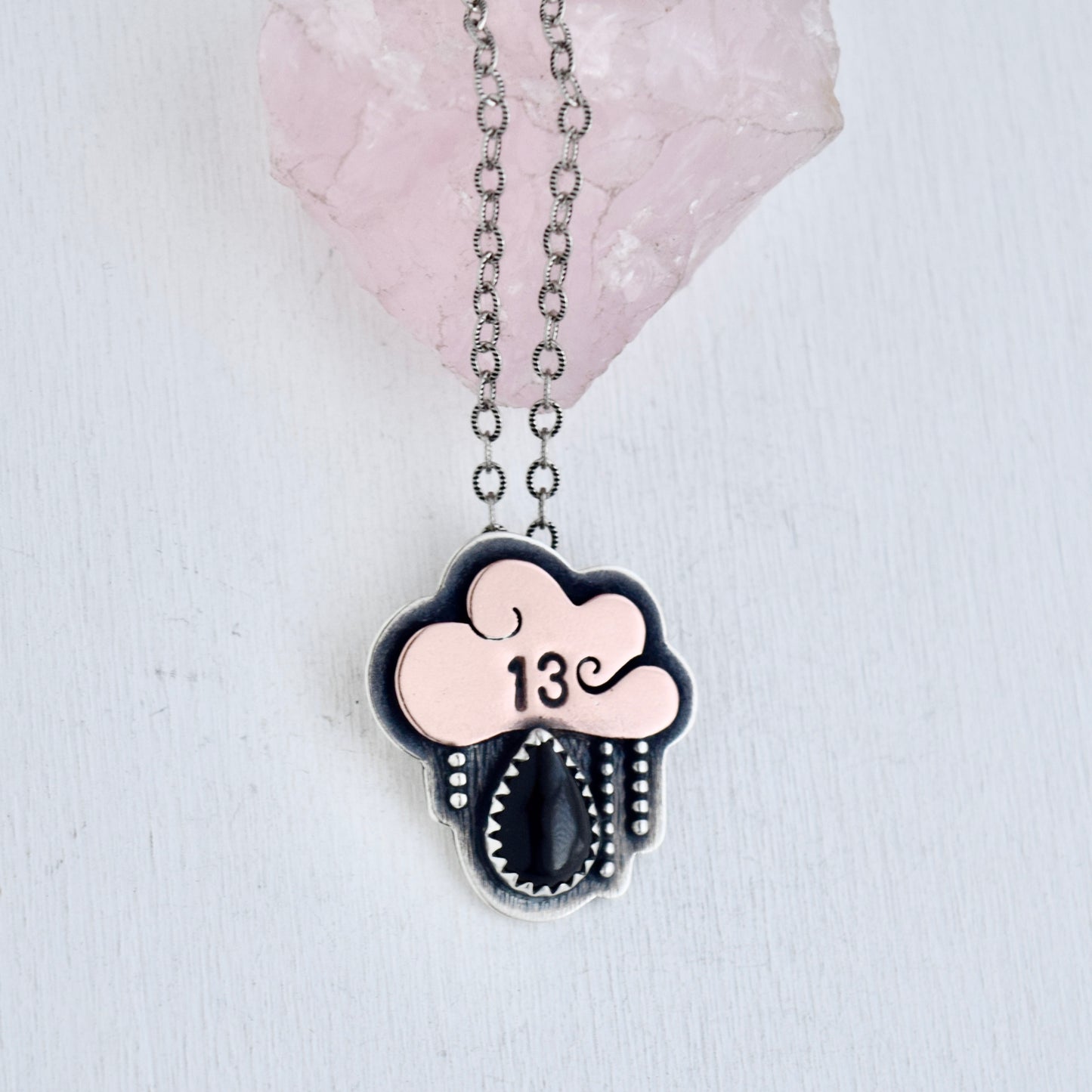 Friday the 13th Little Dark Cloud Necklace with Black Onyx #002