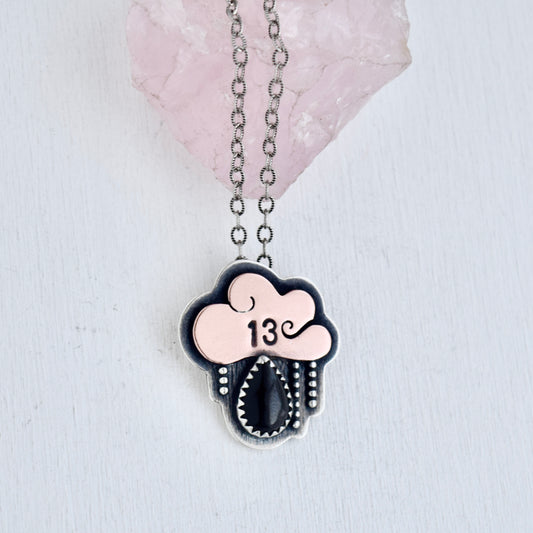 Friday the 13th Little Dark Cloud Necklace with Black Onyx #002