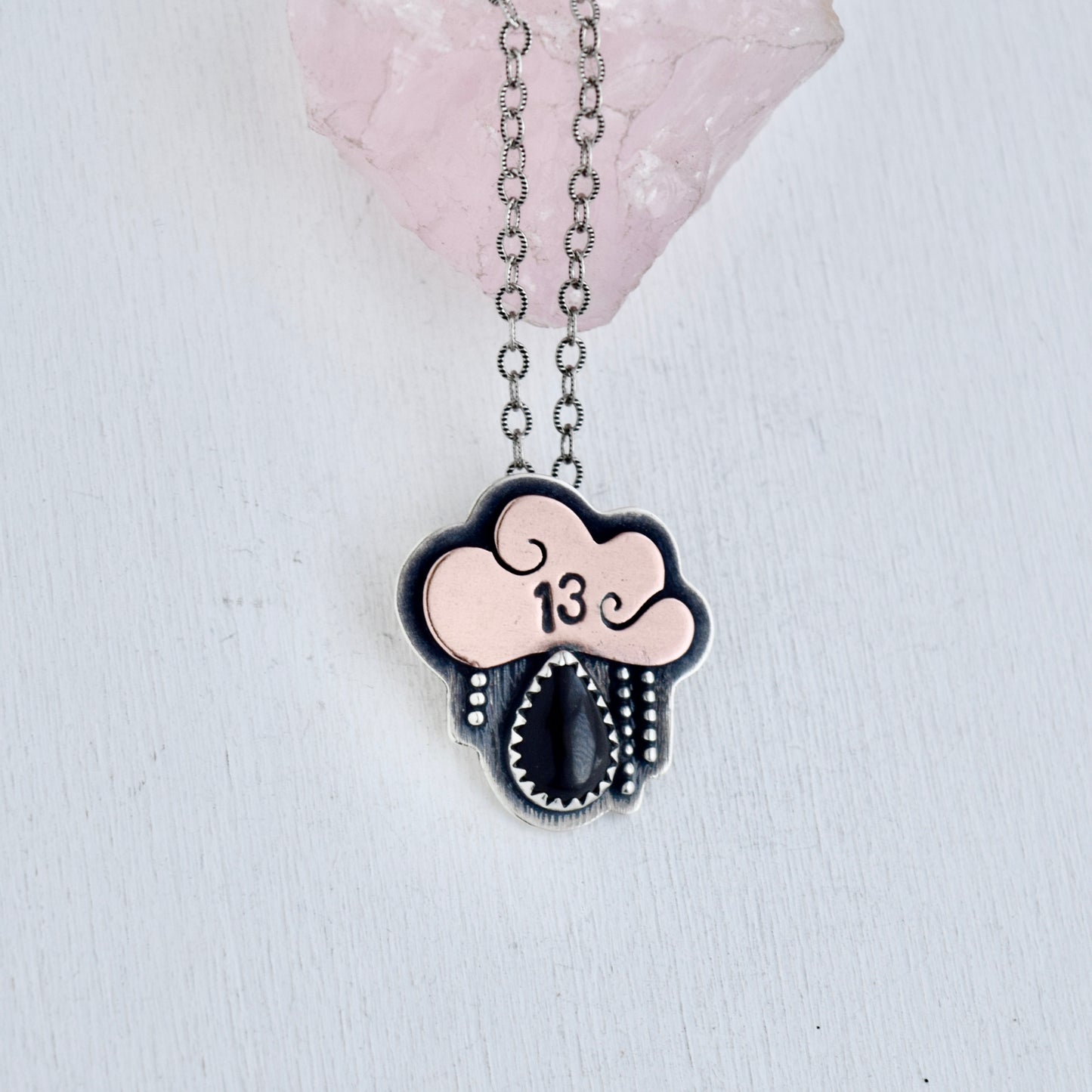 Friday the 13th Little Dark Cloud Necklace with Black Onyx #004