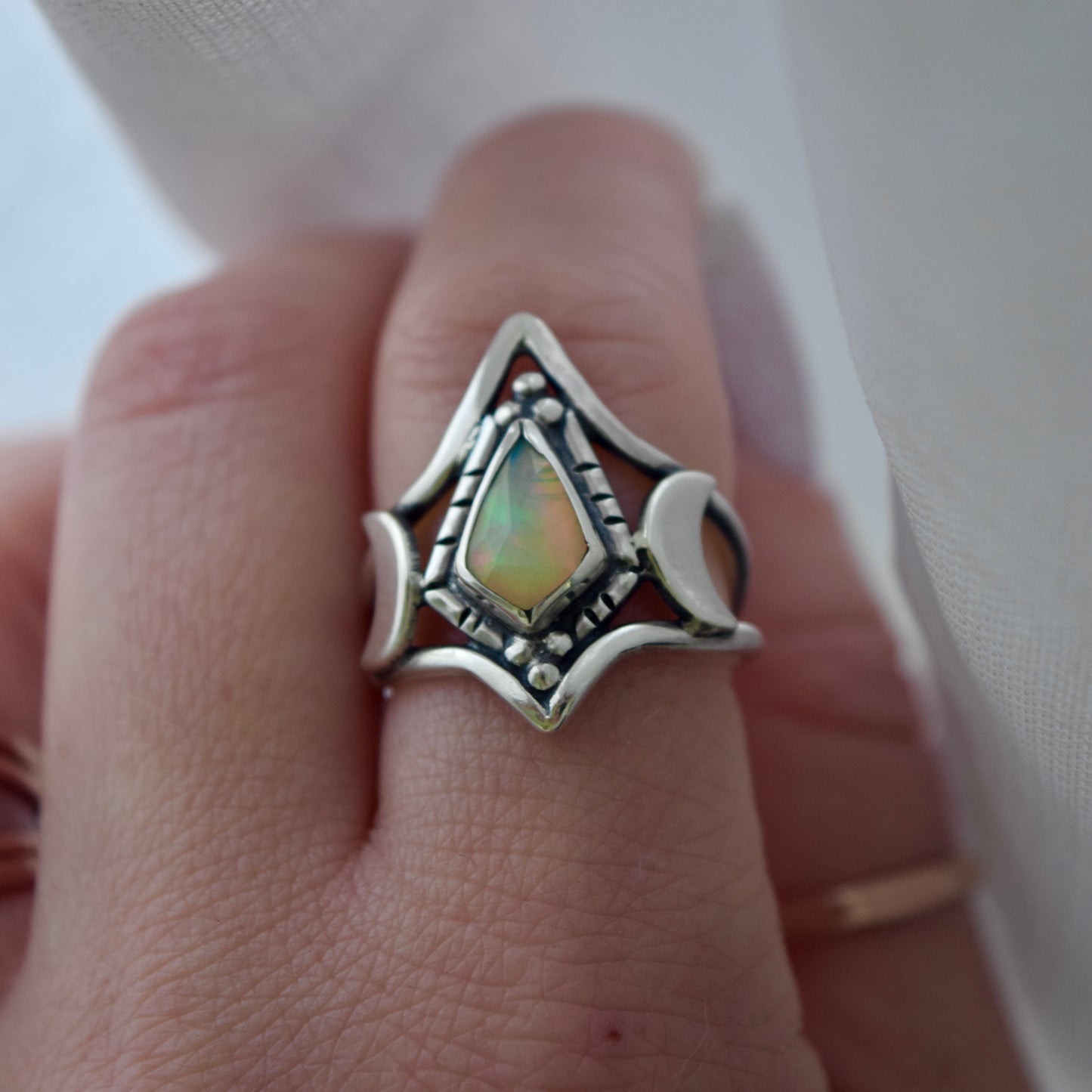 North Star Ring with Ethiopian Opal Size 7