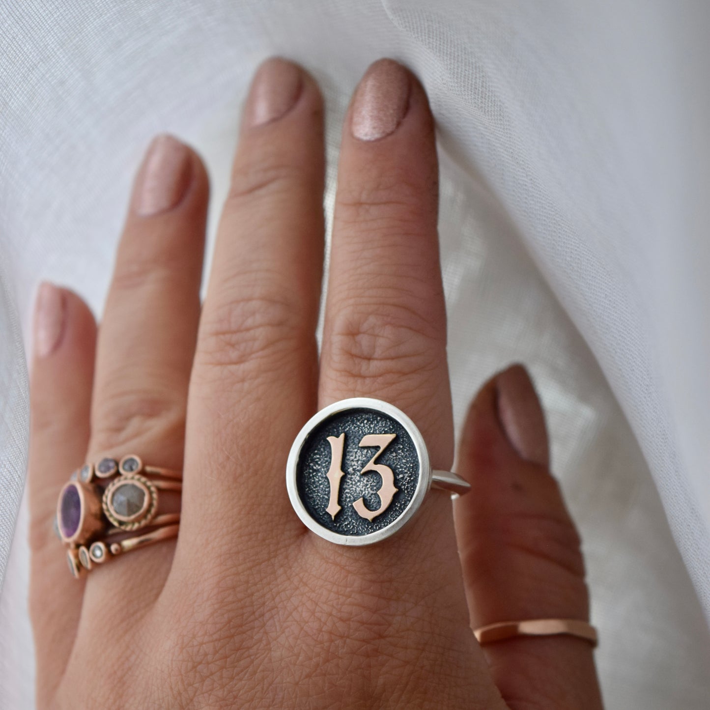 Friday the 13th Ring with Rose Gold Fill Size 9