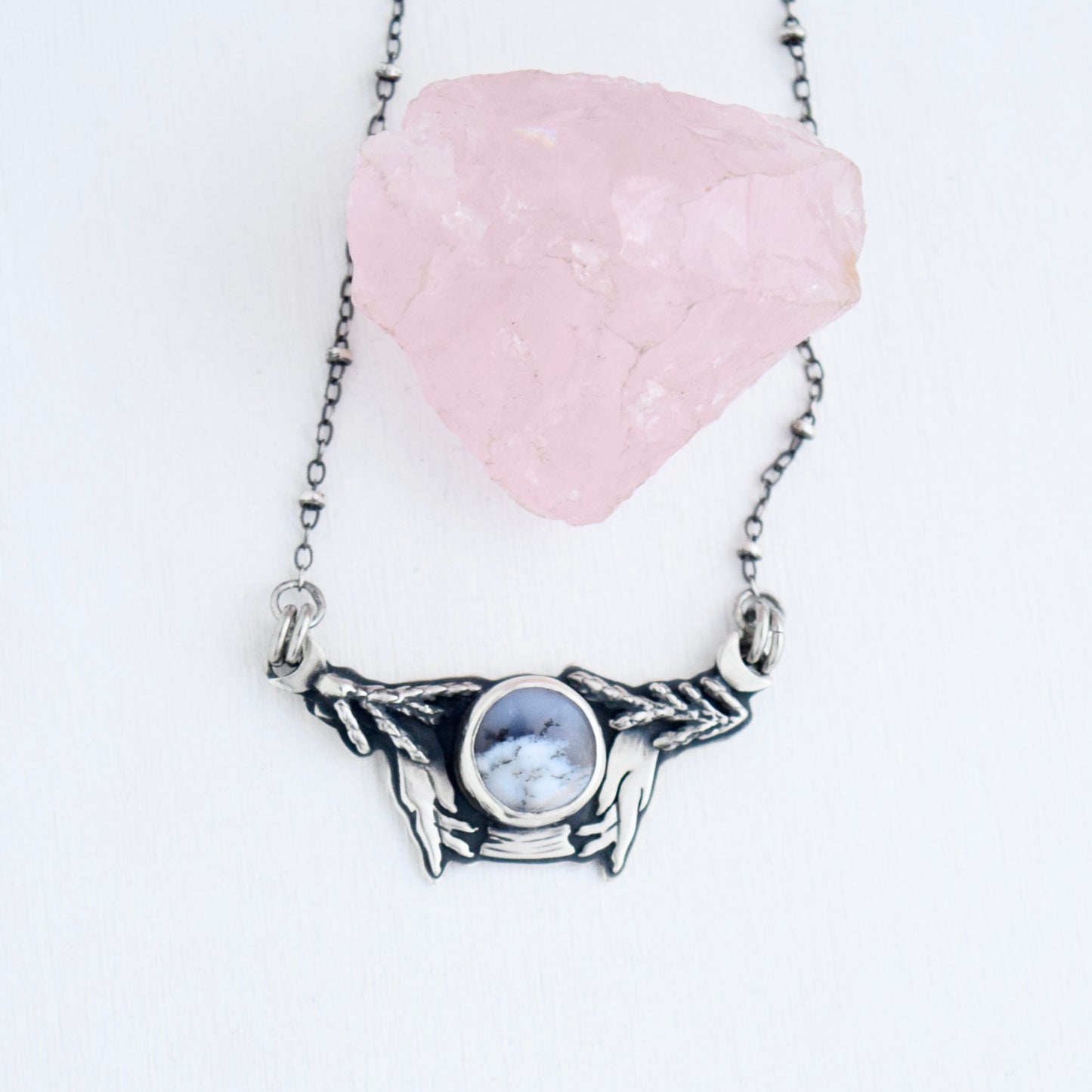 Winter Witch Necklace with Dendritic Agate #001