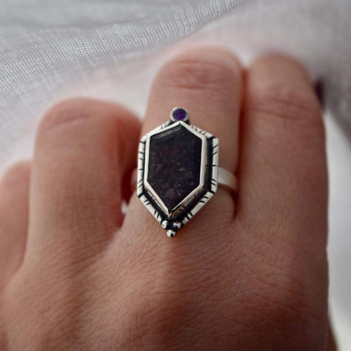 Iolite Ring with Amethyst size 6.5