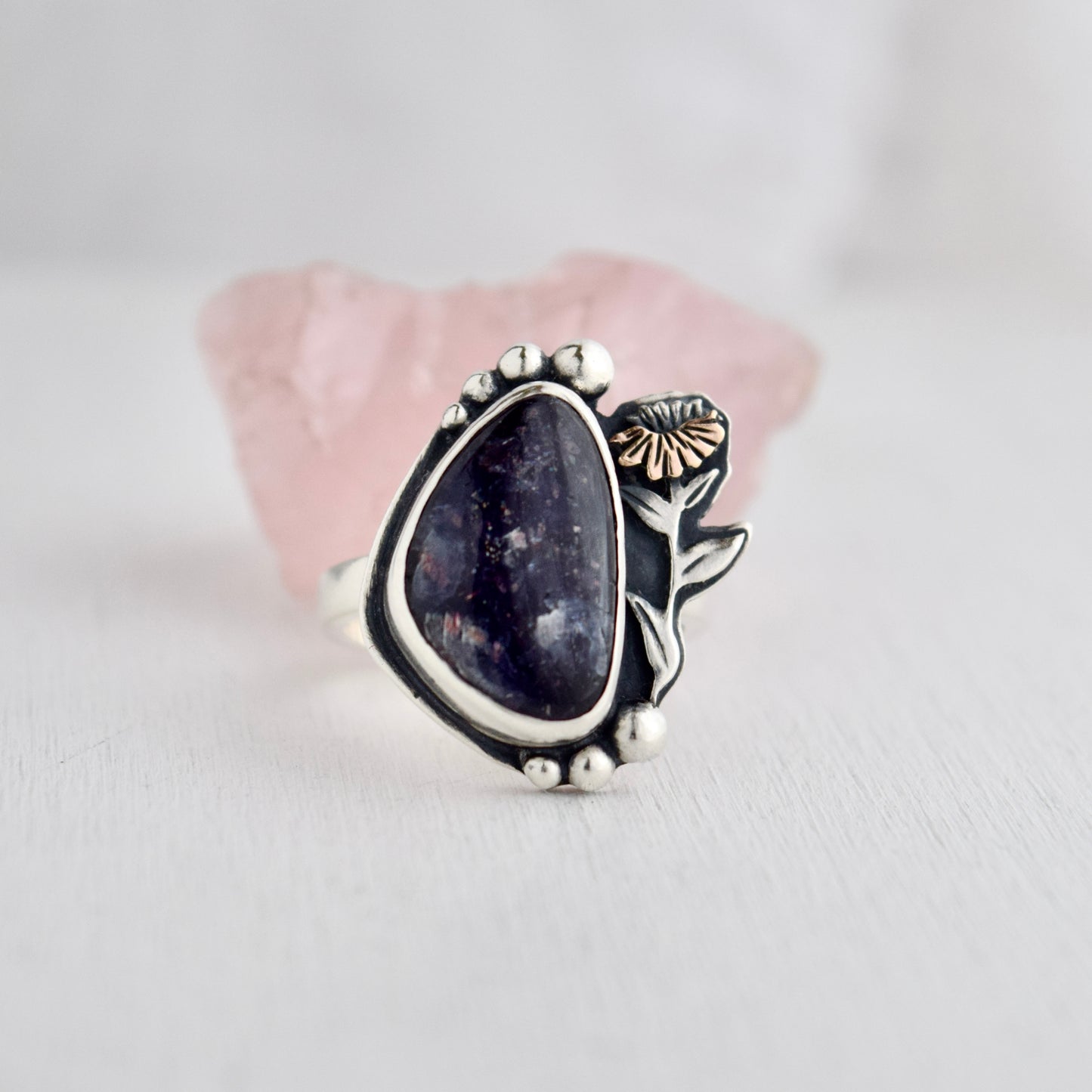 Bergamot Ring with Iolite and Rose Gold Fill size 9