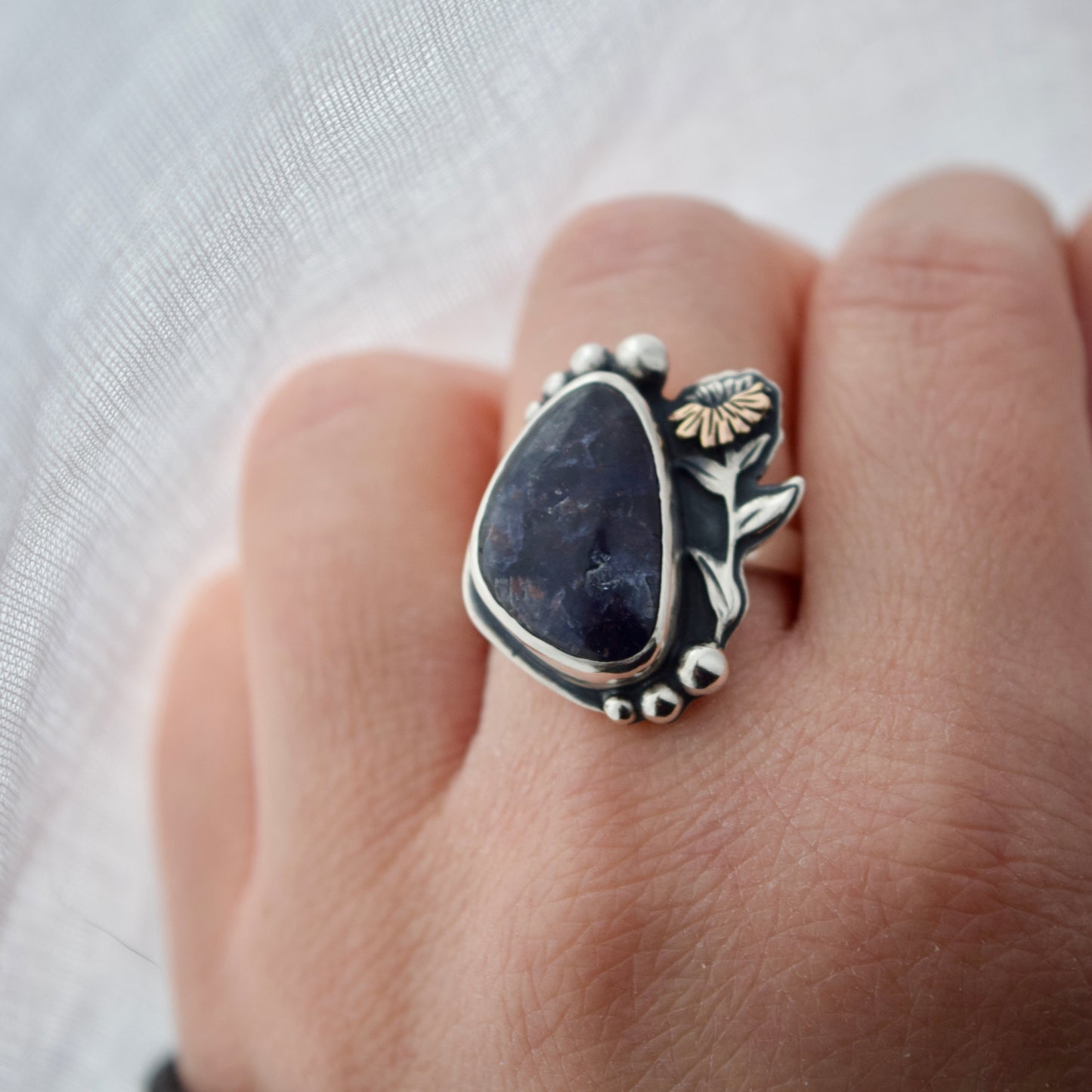 Bergamot Ring with Iolite and Rose Gold Fill size 9