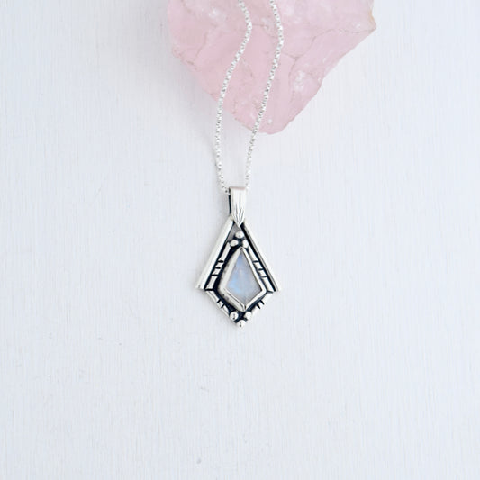 North Star Necklace with Rainbow Moonstone