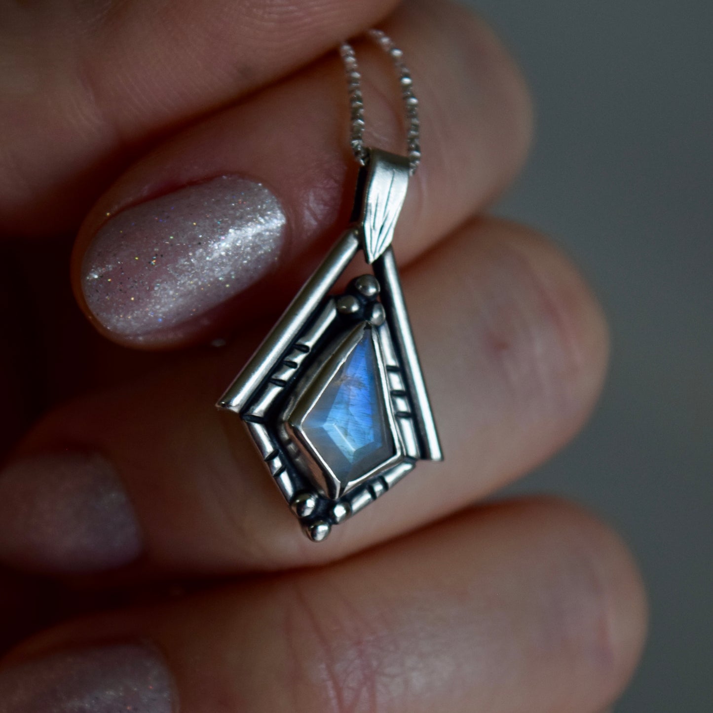 North Star Necklace with Rainbow Moonstone