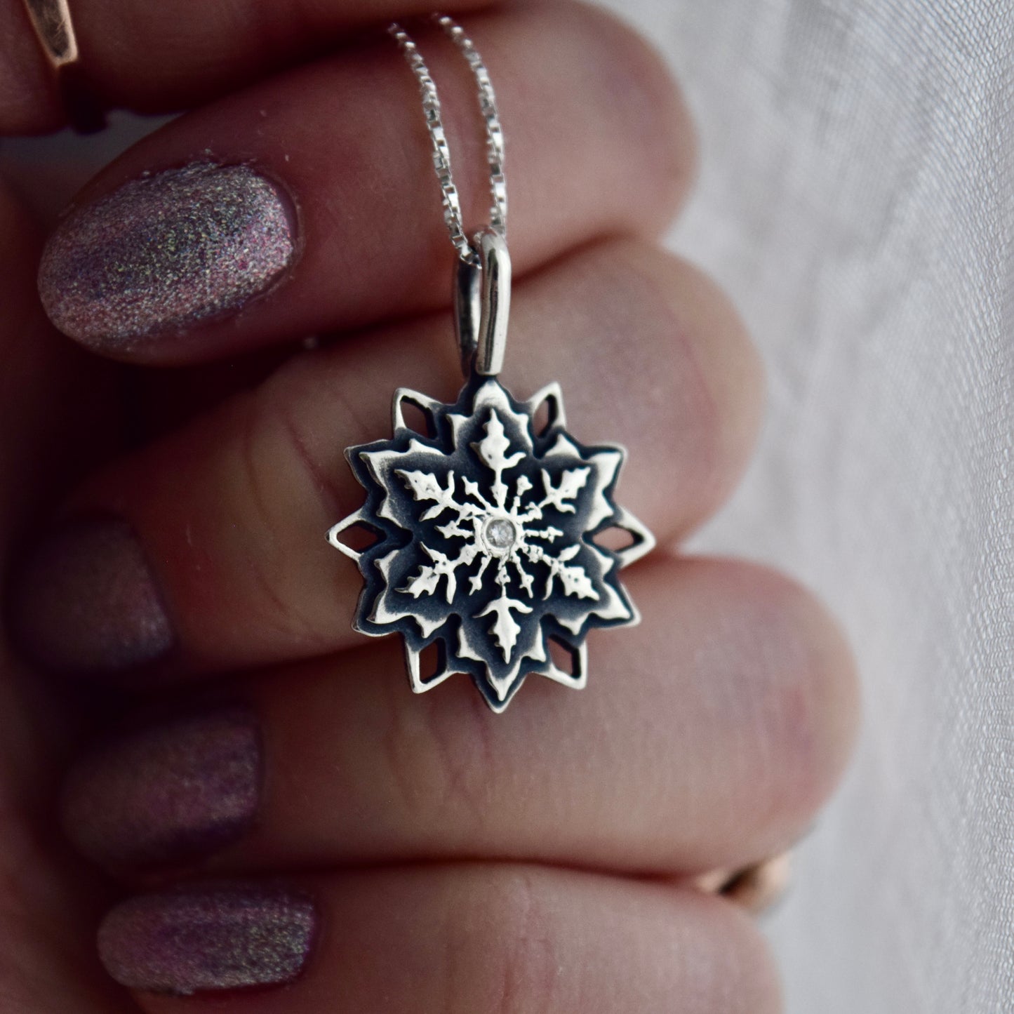 Snowflake Necklace with .02c Diamond