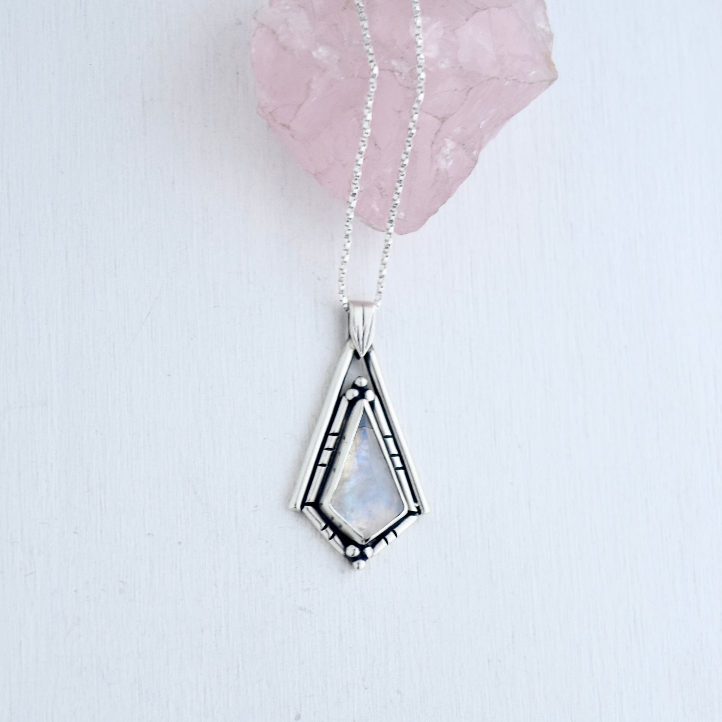 North Star Necklace with Rainbow Moonstone