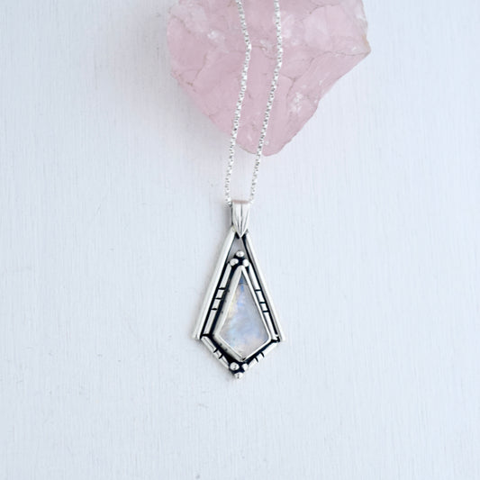 North Star Necklace with Rainbow Moonstone