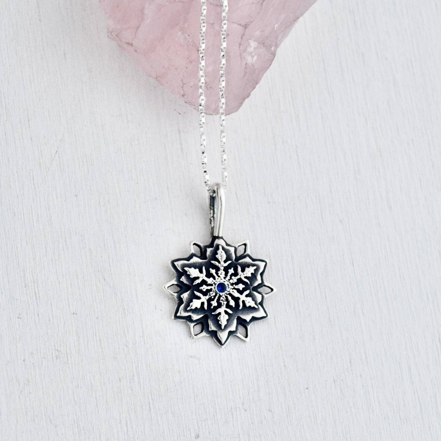 Snowflake Necklace with Sapphire