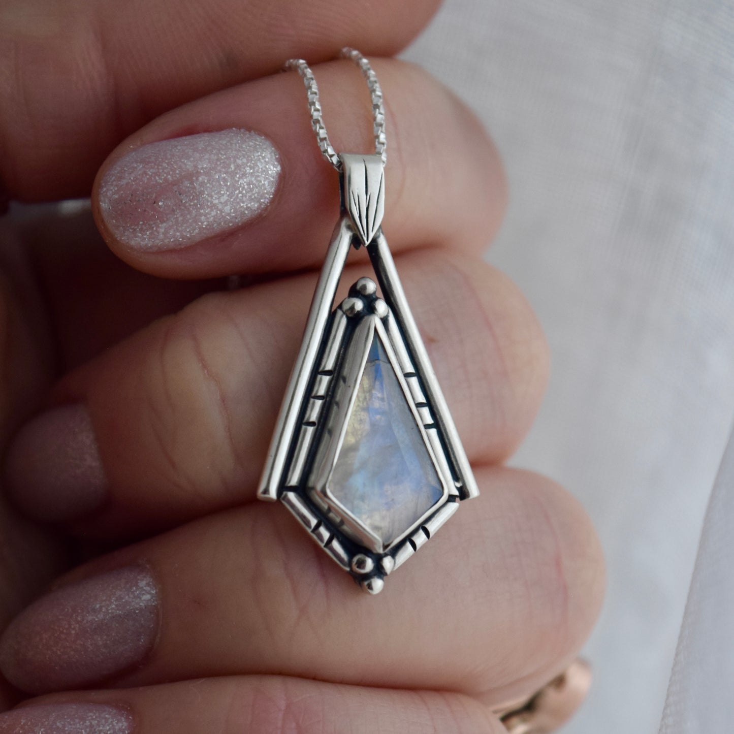 North Star Necklace with Rainbow Moonstone