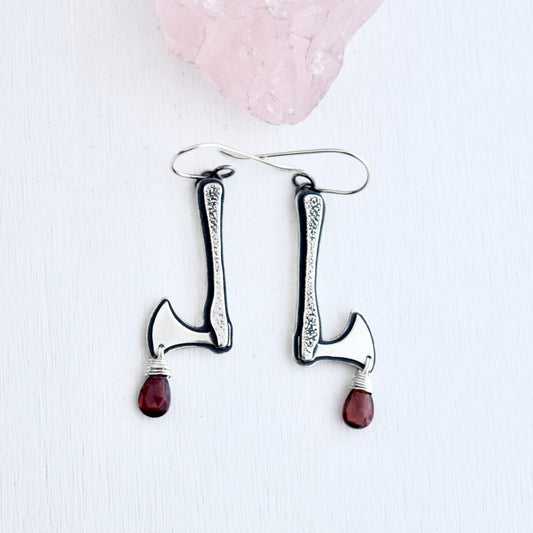 The Horseman's Axe Earrings with Garnet