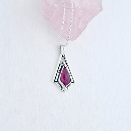 North Star Necklace with Rose Cut Pink Sapphire