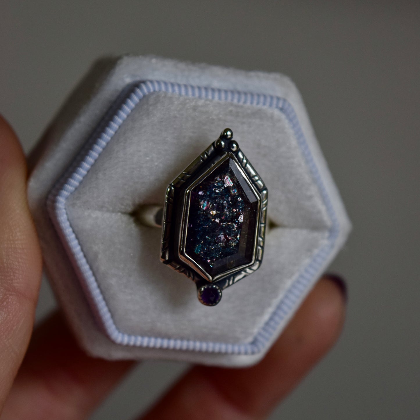 Iolite Ring with Amethyst size 6.5