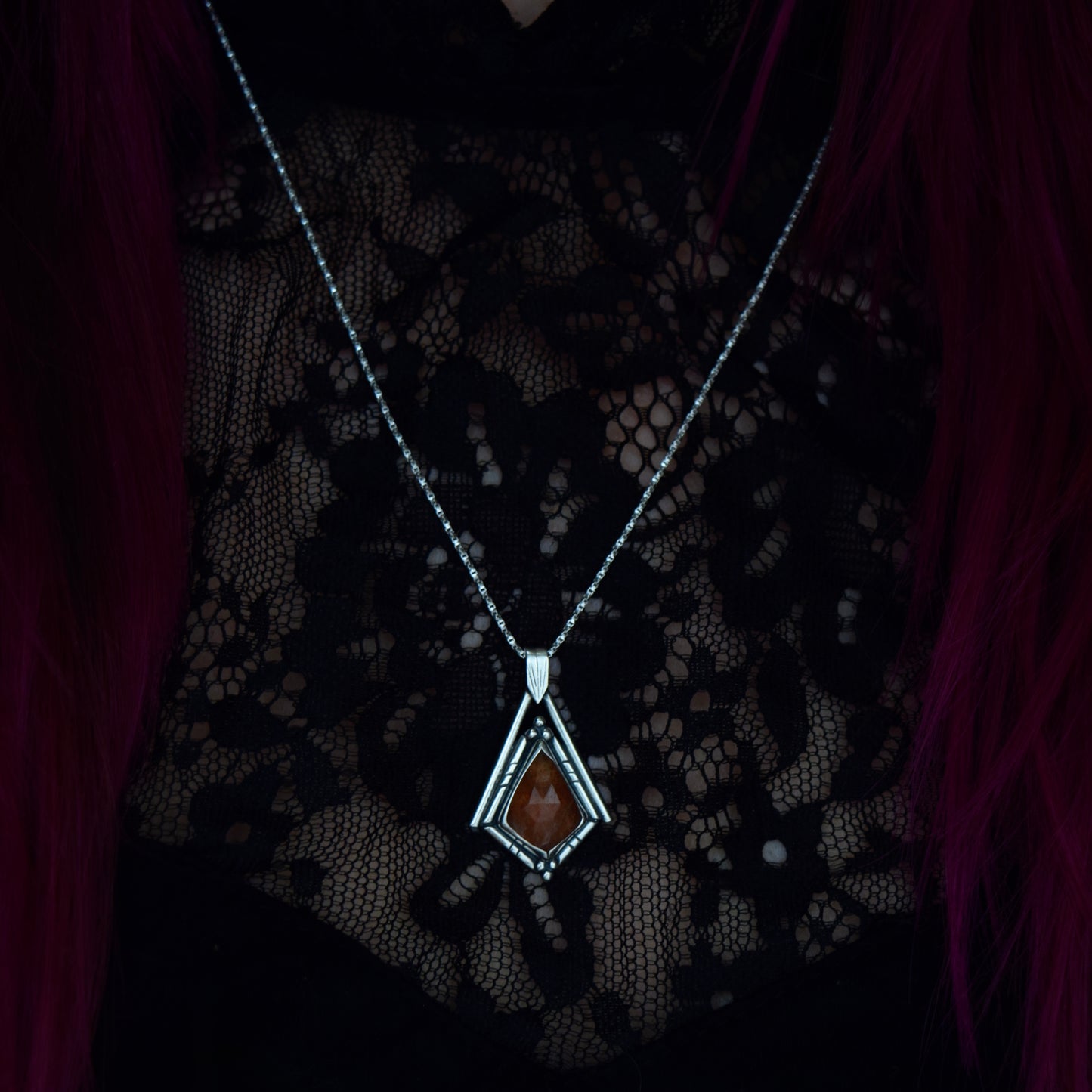 North Star Necklace with Sunstone