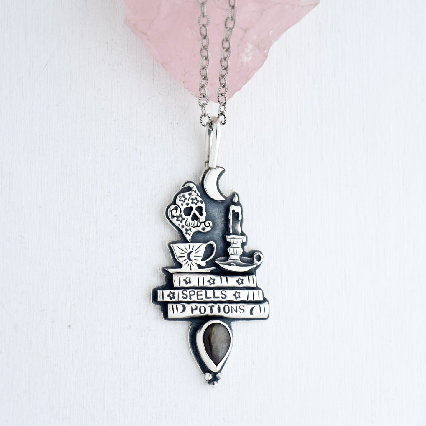 Midnight Reading Necklace with Black Star Sapphire