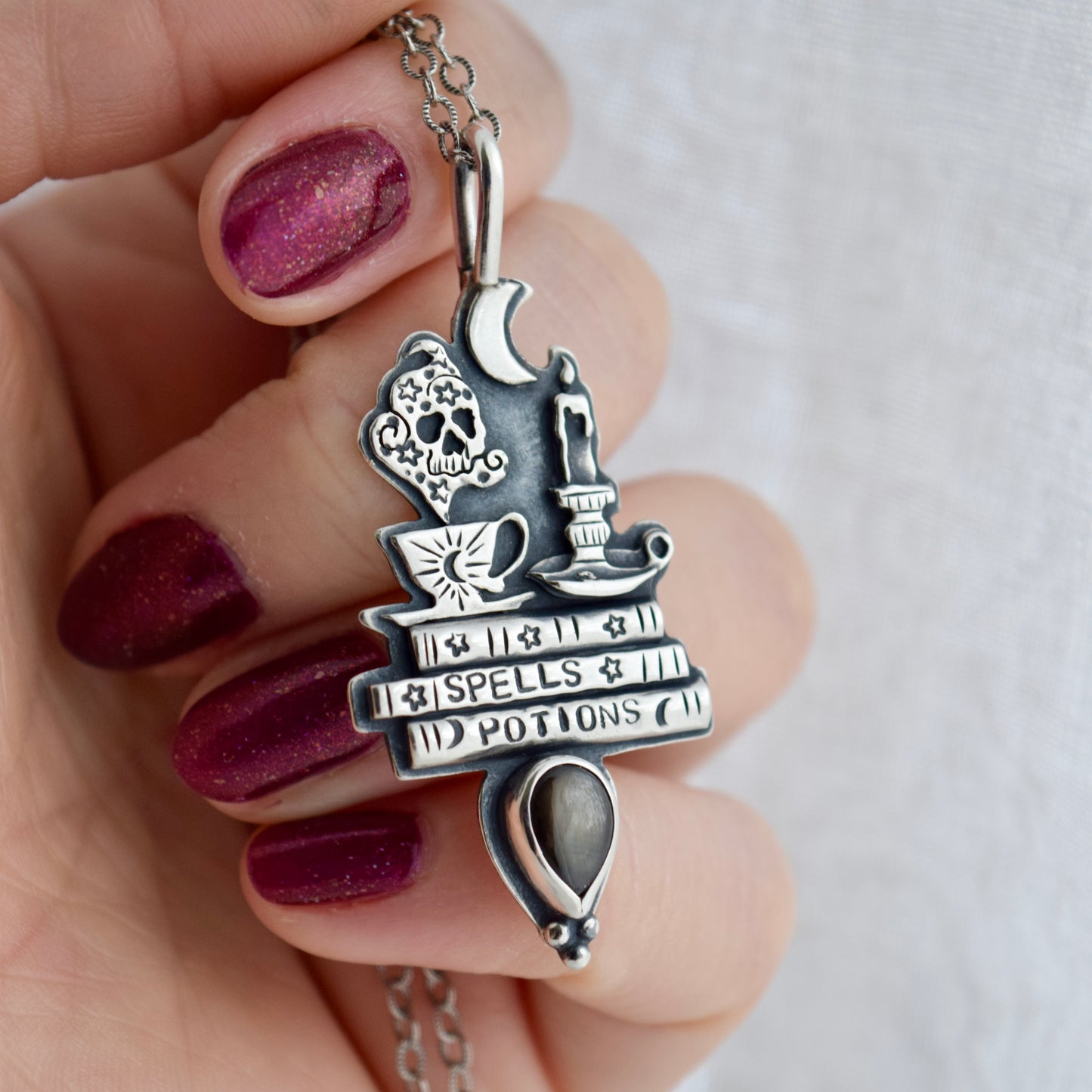 Midnight Reading Necklace with Black Star Sapphire