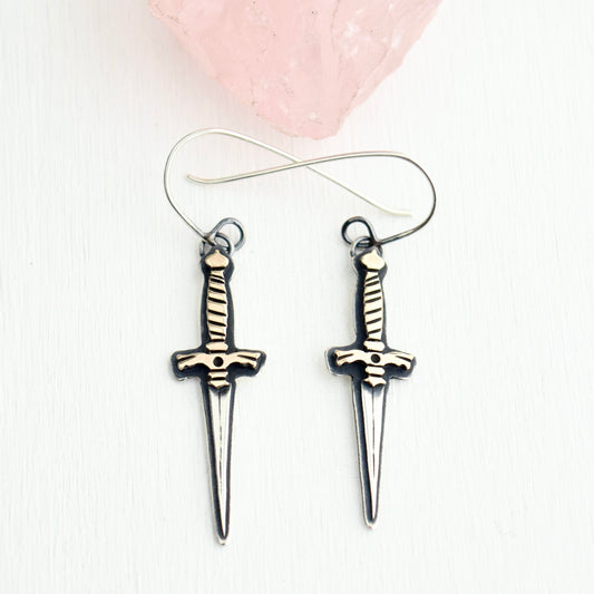 Dagger Earrings with Yellow Gold Fill