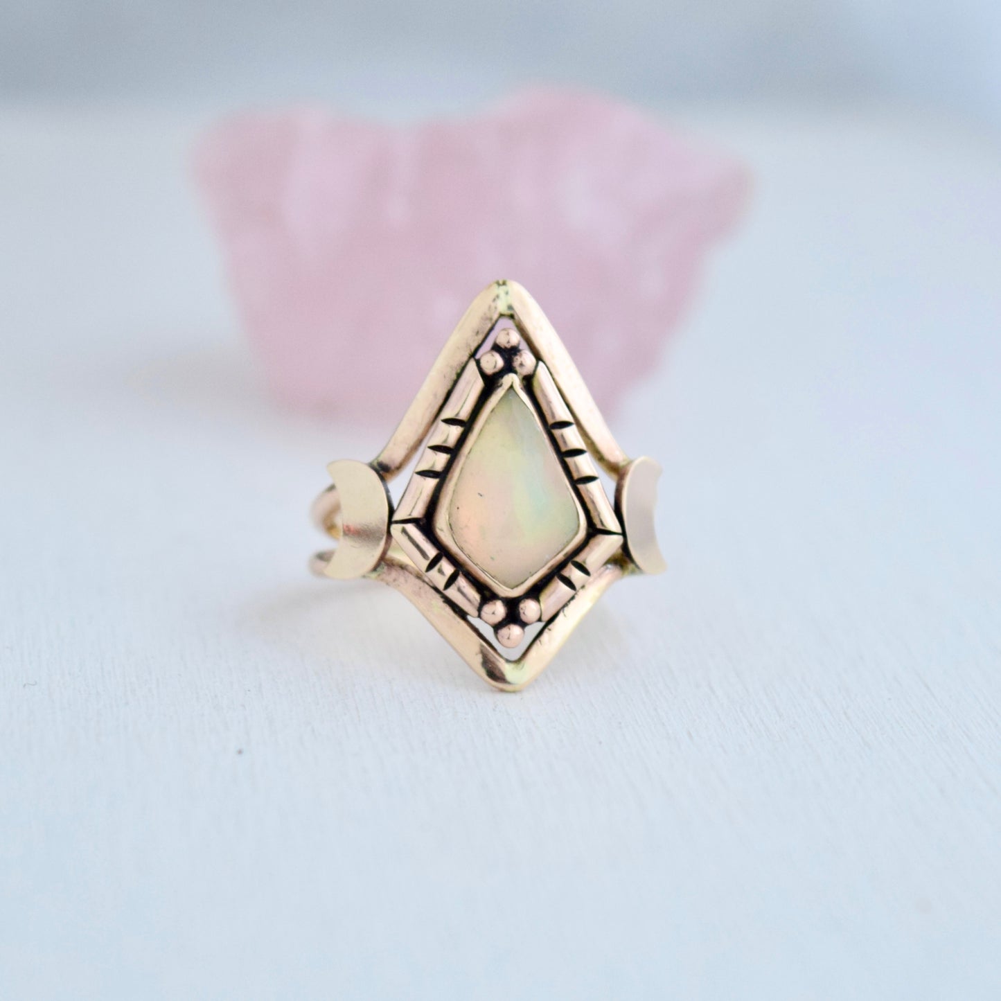 North Star Ring with Ethiopian Opal and Gold Fill size 6