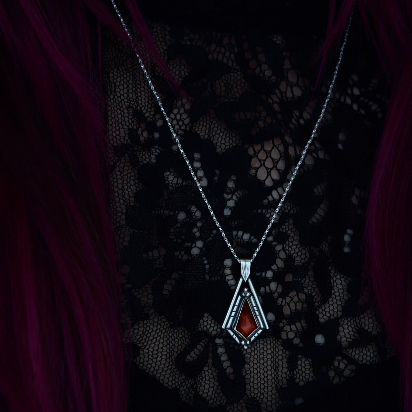 North Star Necklace with Garnet