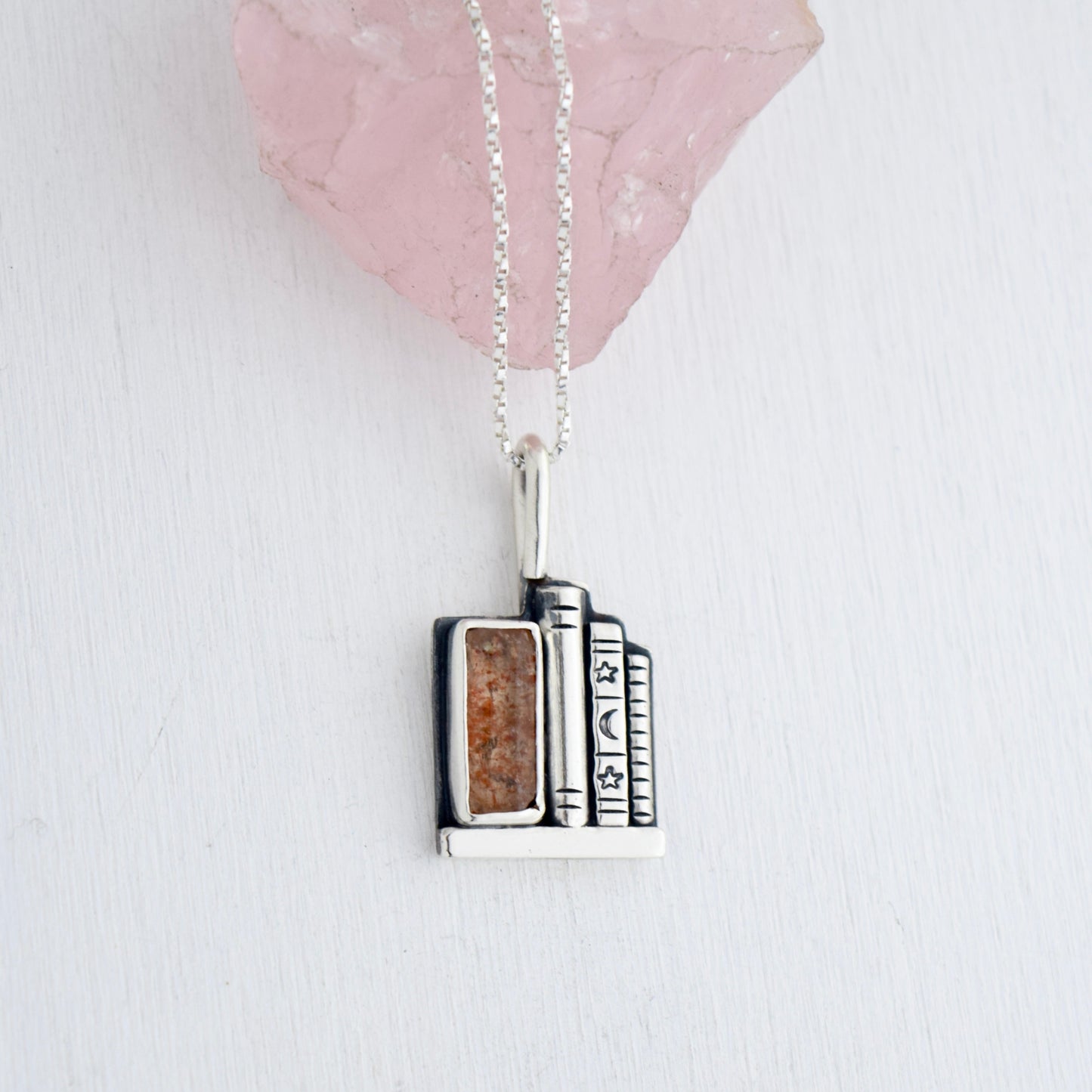 Bookshelf Necklace with Sunstone
