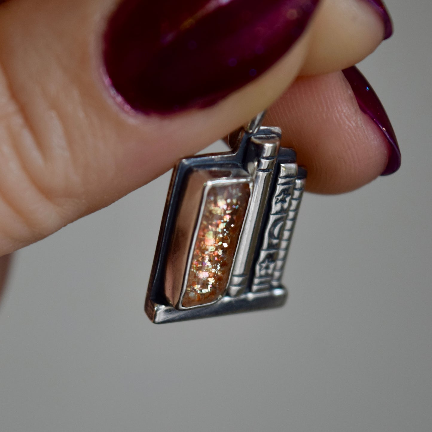 Bookshelf Necklace with Sunstone