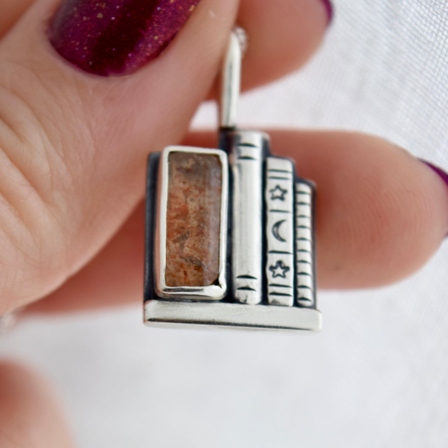 Bookshelf Necklace with Sunstone