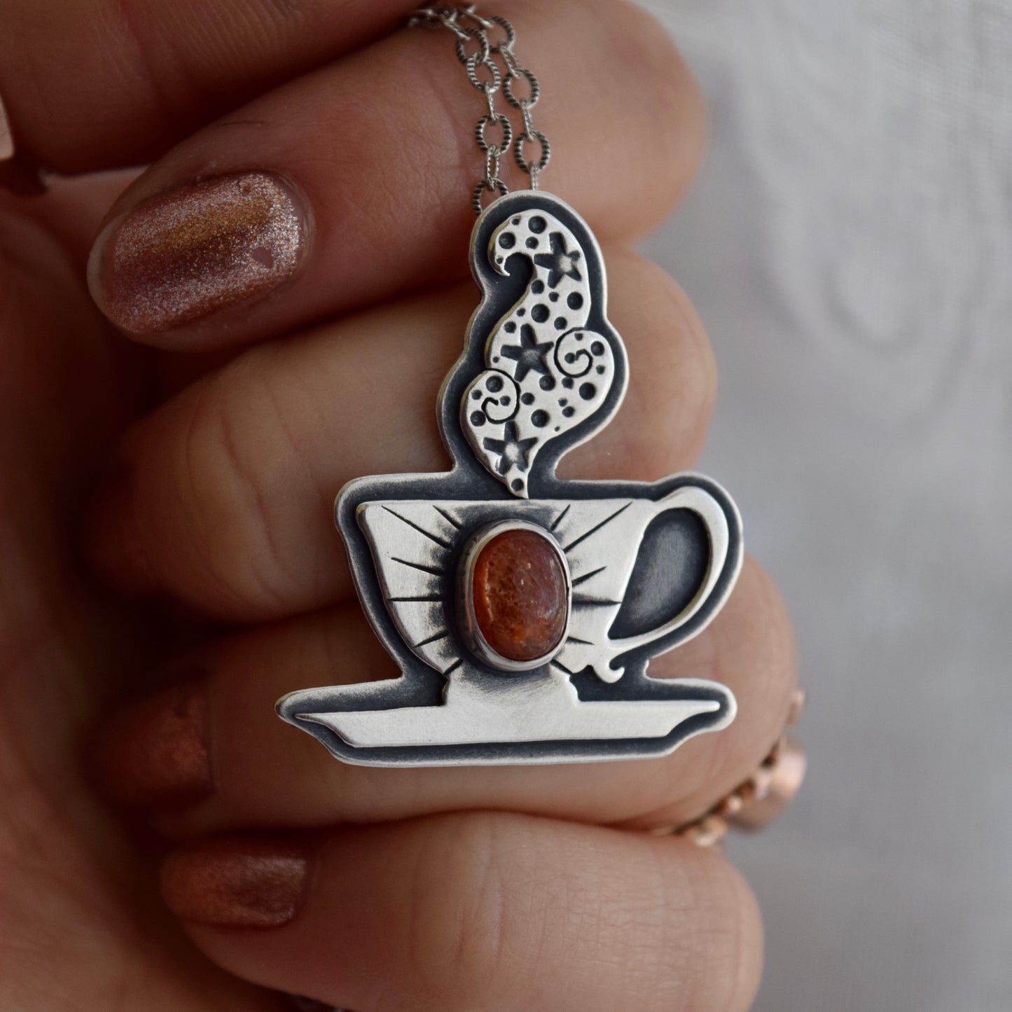 Cuppa Potion Pendant with Sunstone