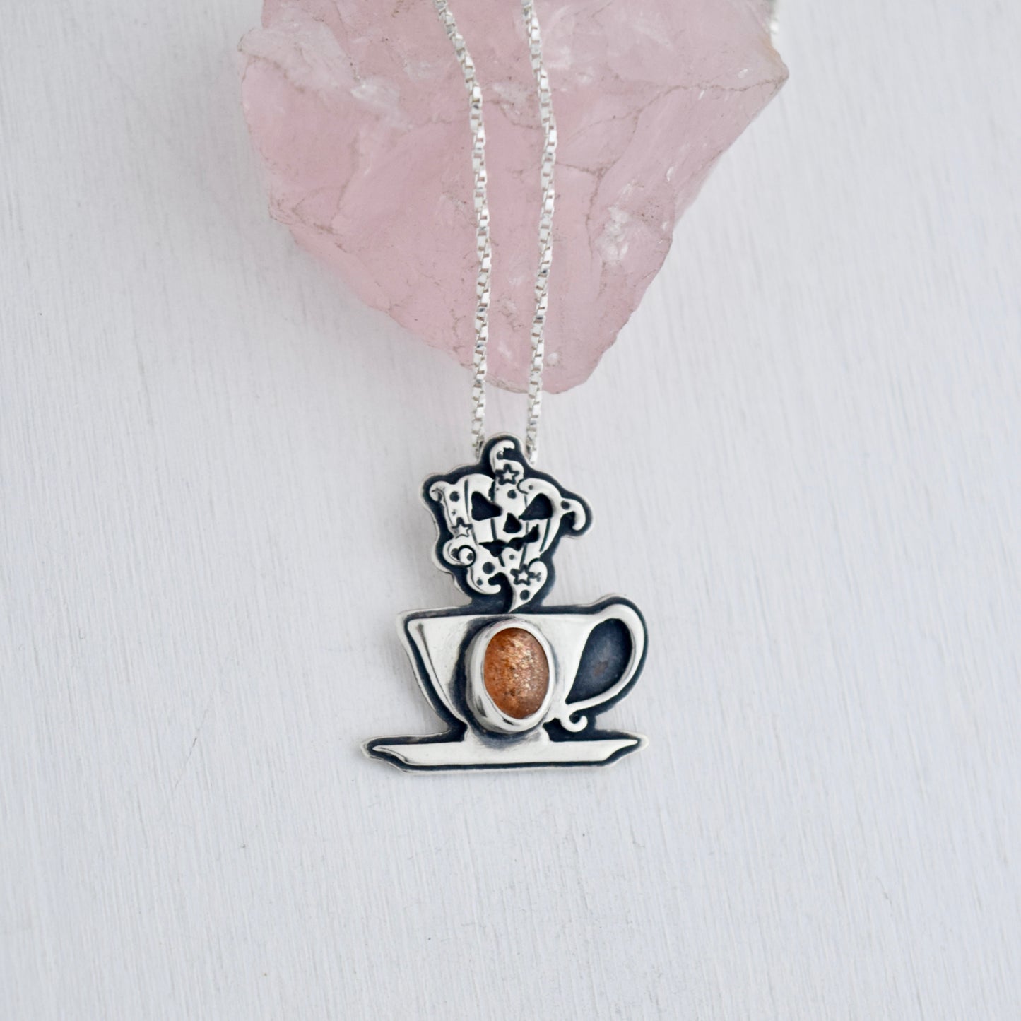 Pumpkin Spice Cuppa Potion Pendant with Sunstone