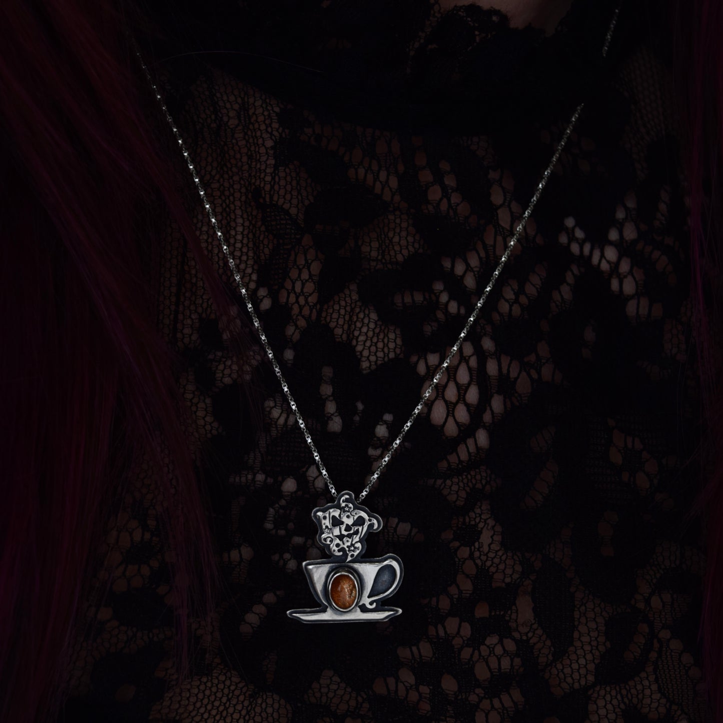 Pumpkin Spice Cuppa Potion Pendant with Sunstone