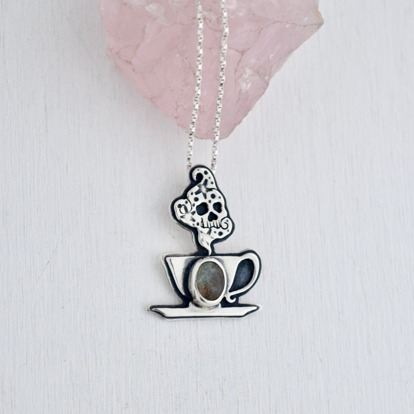 Deadly Cuppa Potion Pendant with Labradorite
