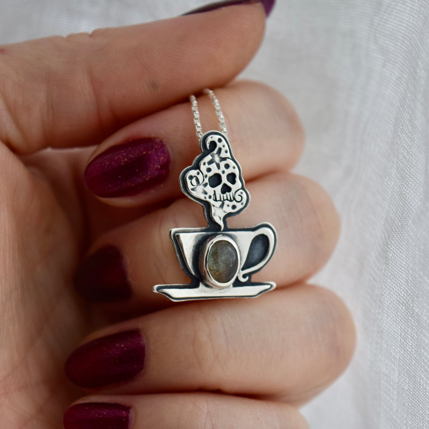 Deadly Cuppa Potion Pendant with Labradorite