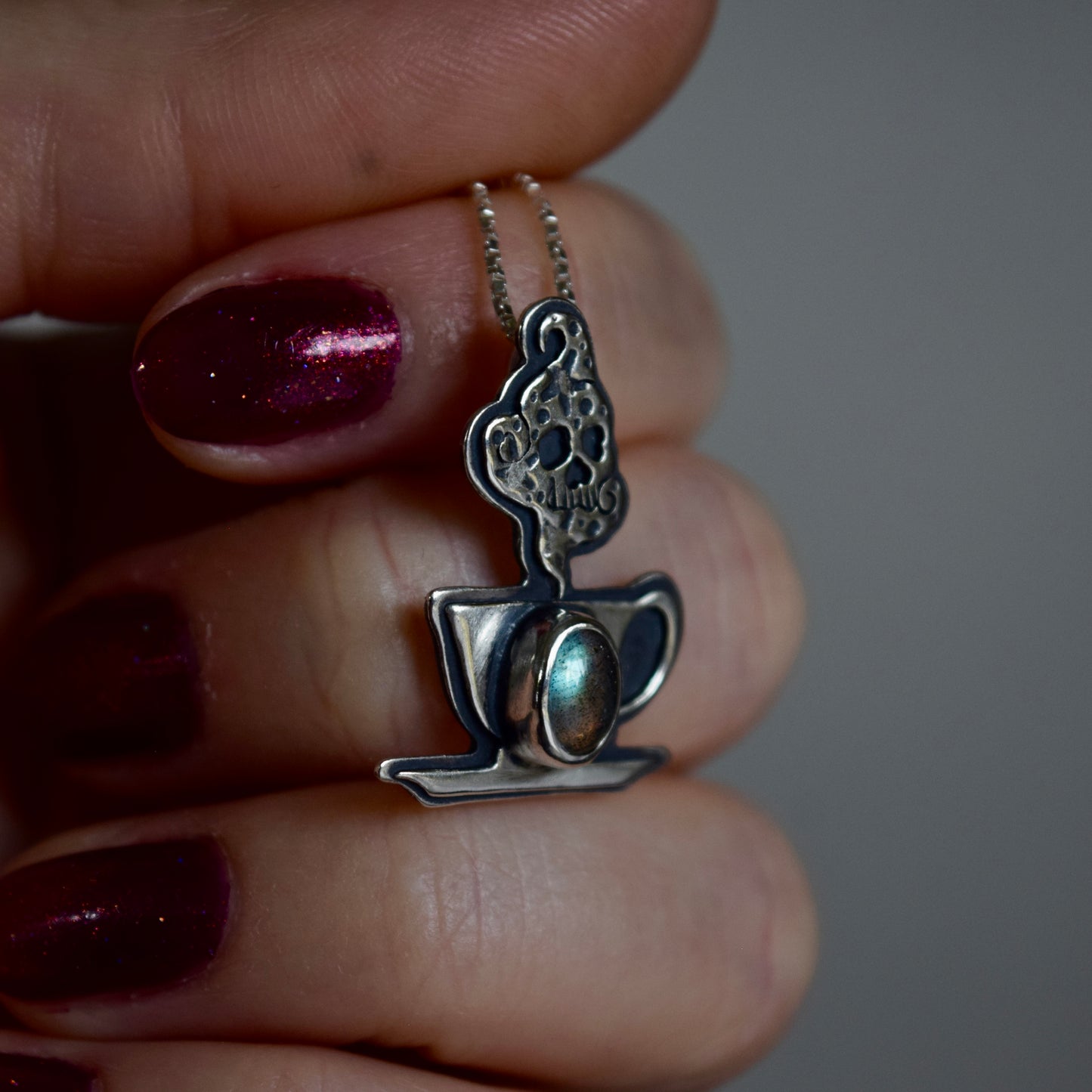 Deadly Cuppa Potion Pendant with Labradorite