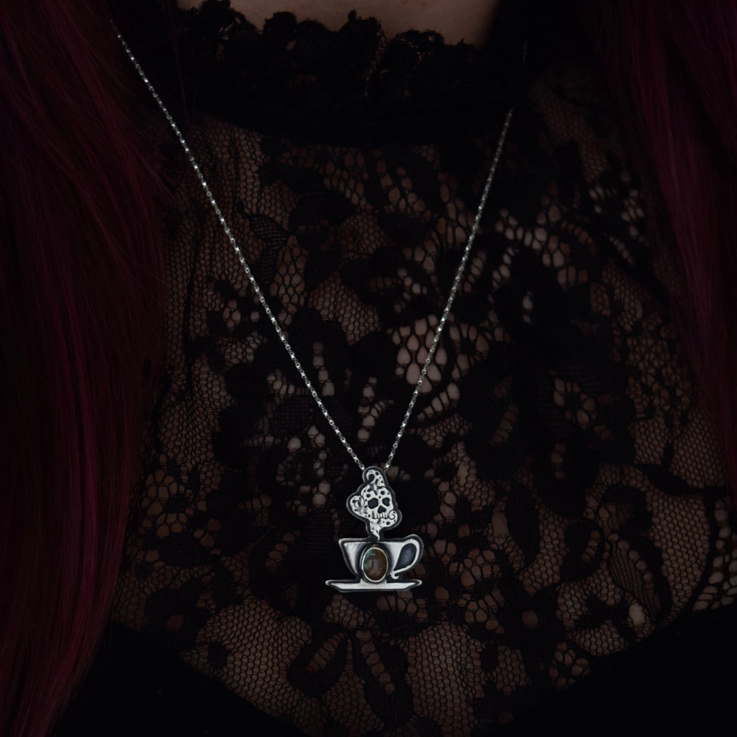 Deadly Cuppa Potion Pendant with Labradorite