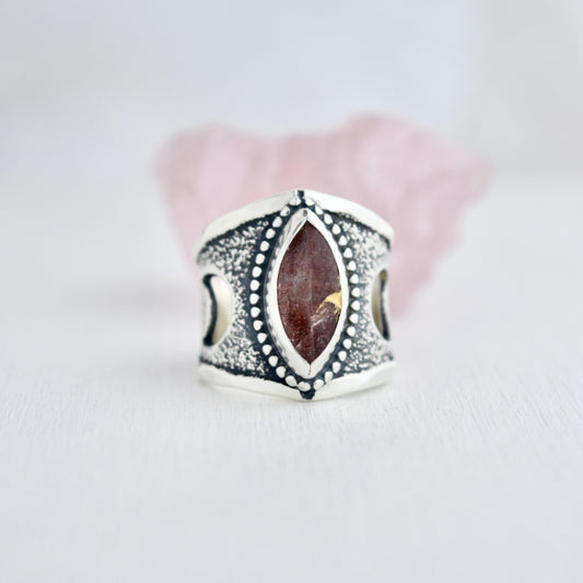 Kintsugi Repaired Sunstone Statement Ring size 5