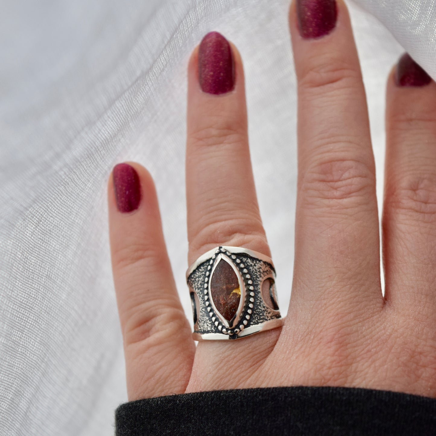 Kintsugi Repaired Sunstone Statement Ring size 5