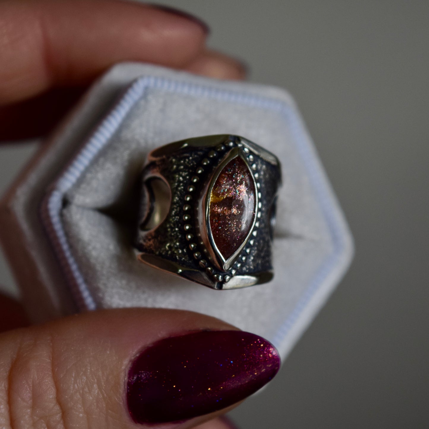 Kintsugi Repaired Sunstone Statement Ring size 5