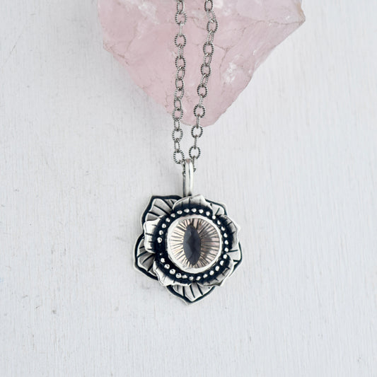 Feline Ocular Flora Necklace with Rose Gold Fill and Clear Quartz