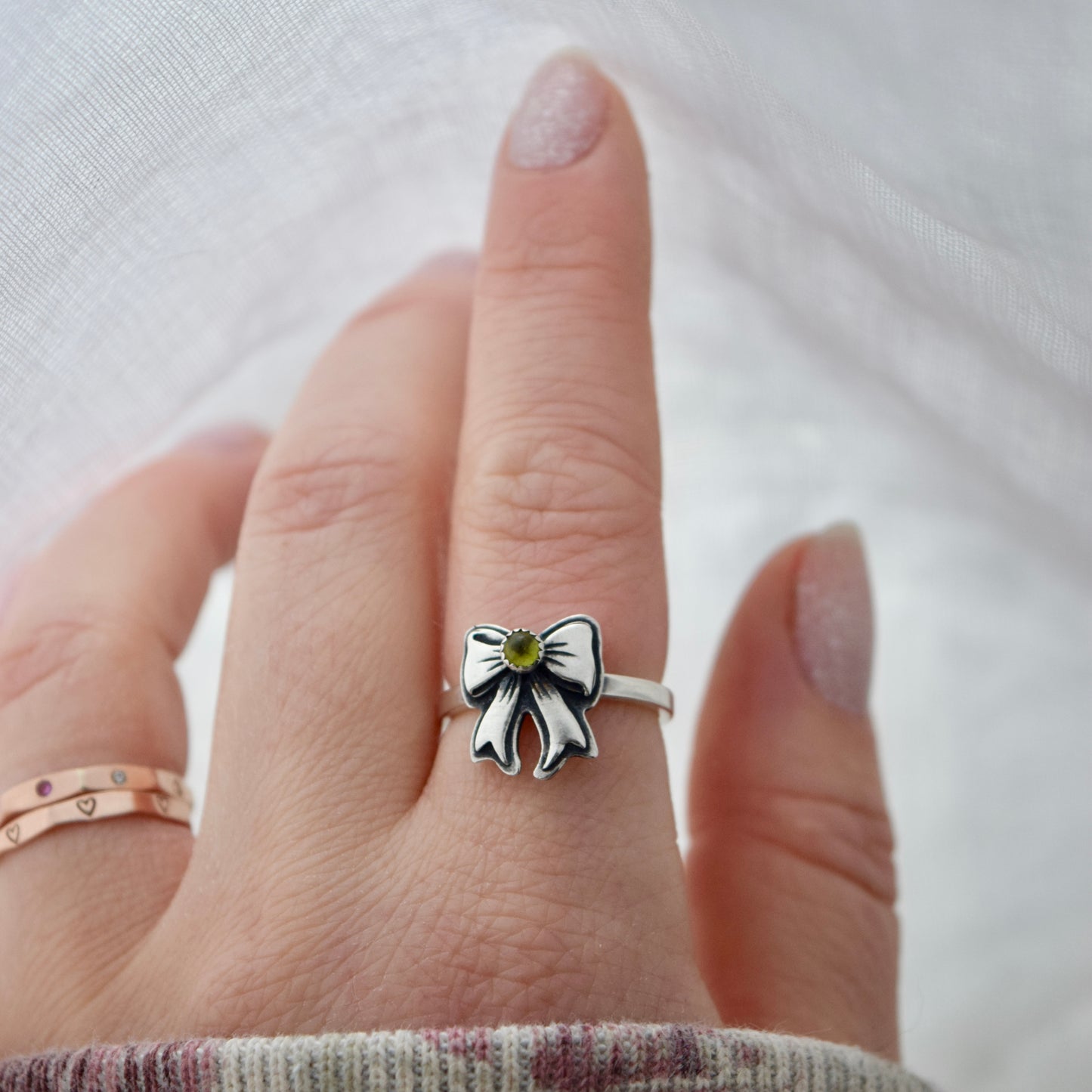 Tourmaline Bow Ring size 6.25