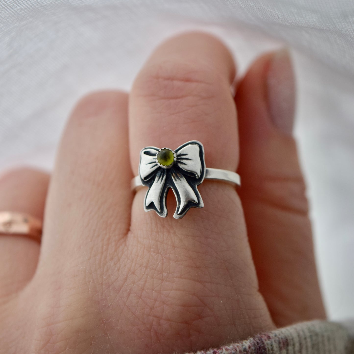 Tourmaline Bow Ring size 6.25