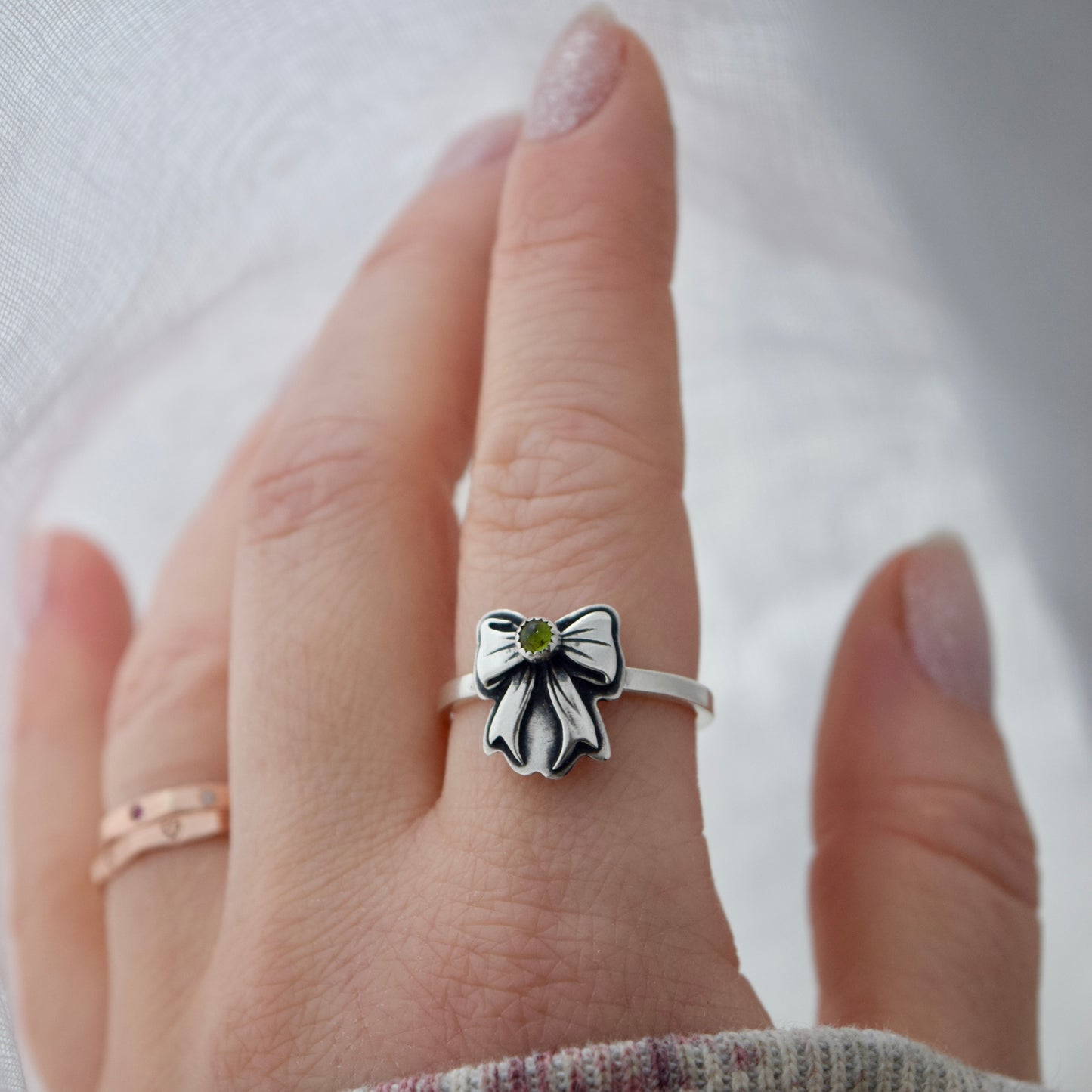 Tourmaline Bow Ring size 9.25