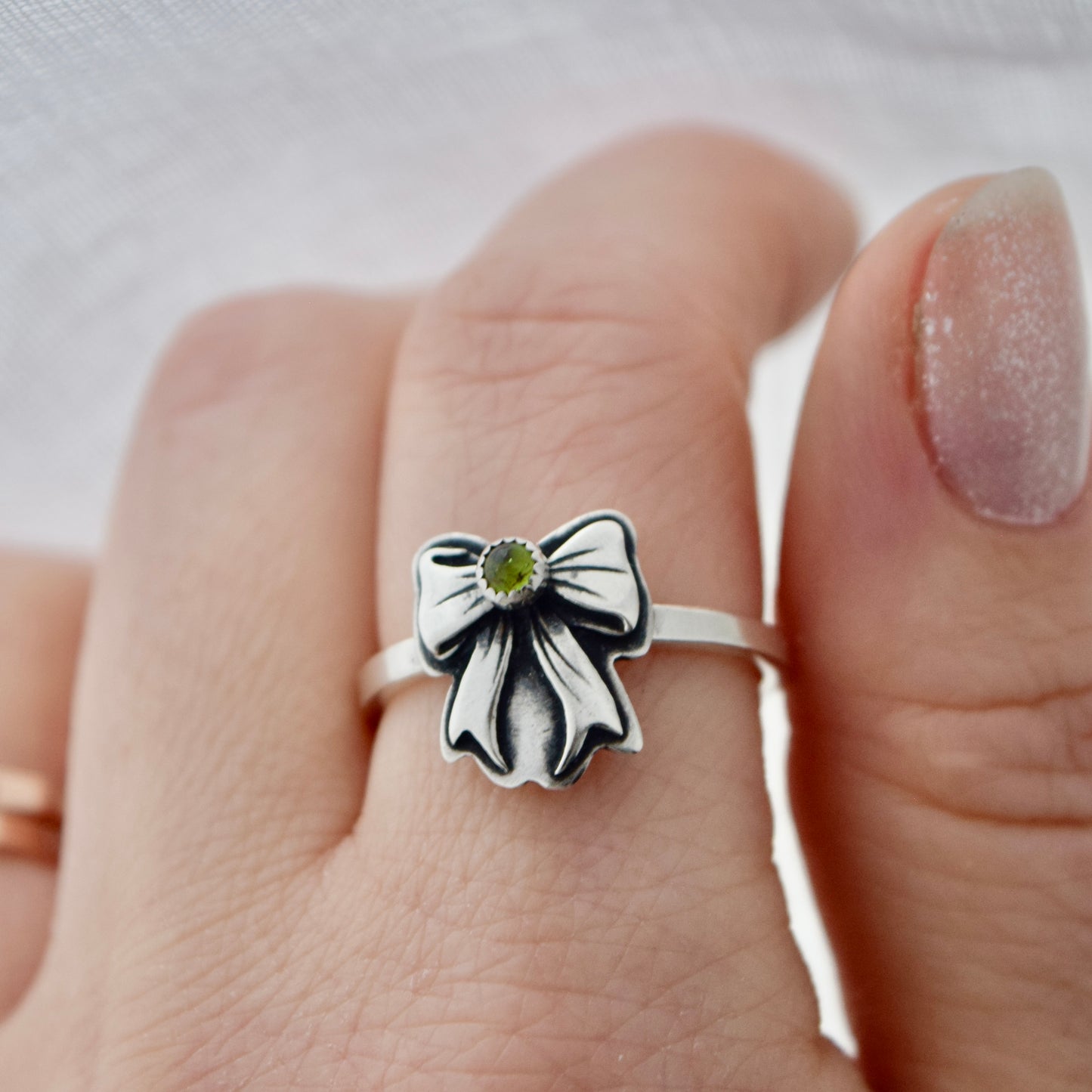 Tourmaline Bow Ring size 9.25