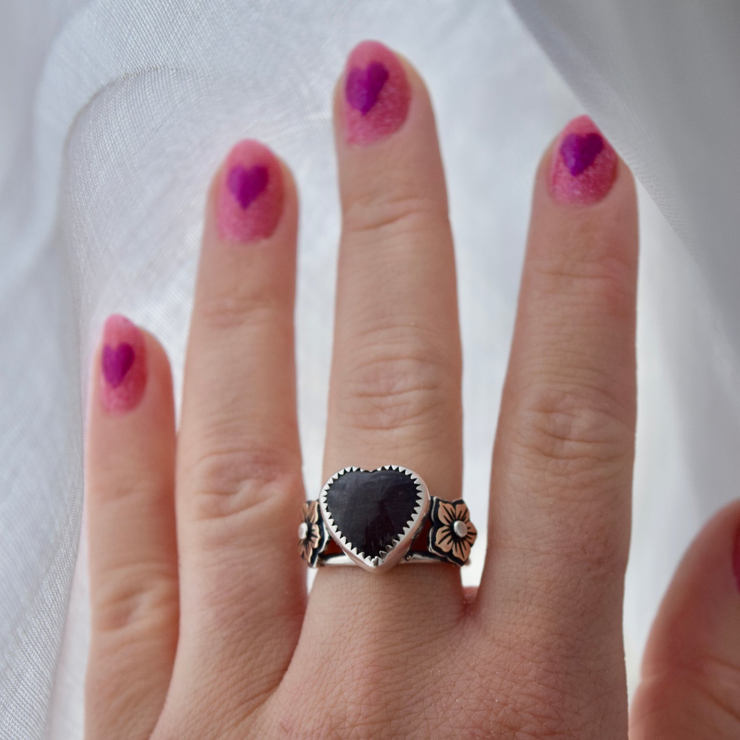 Heart Ring with Iolite and Rose Gold Fill Size 7