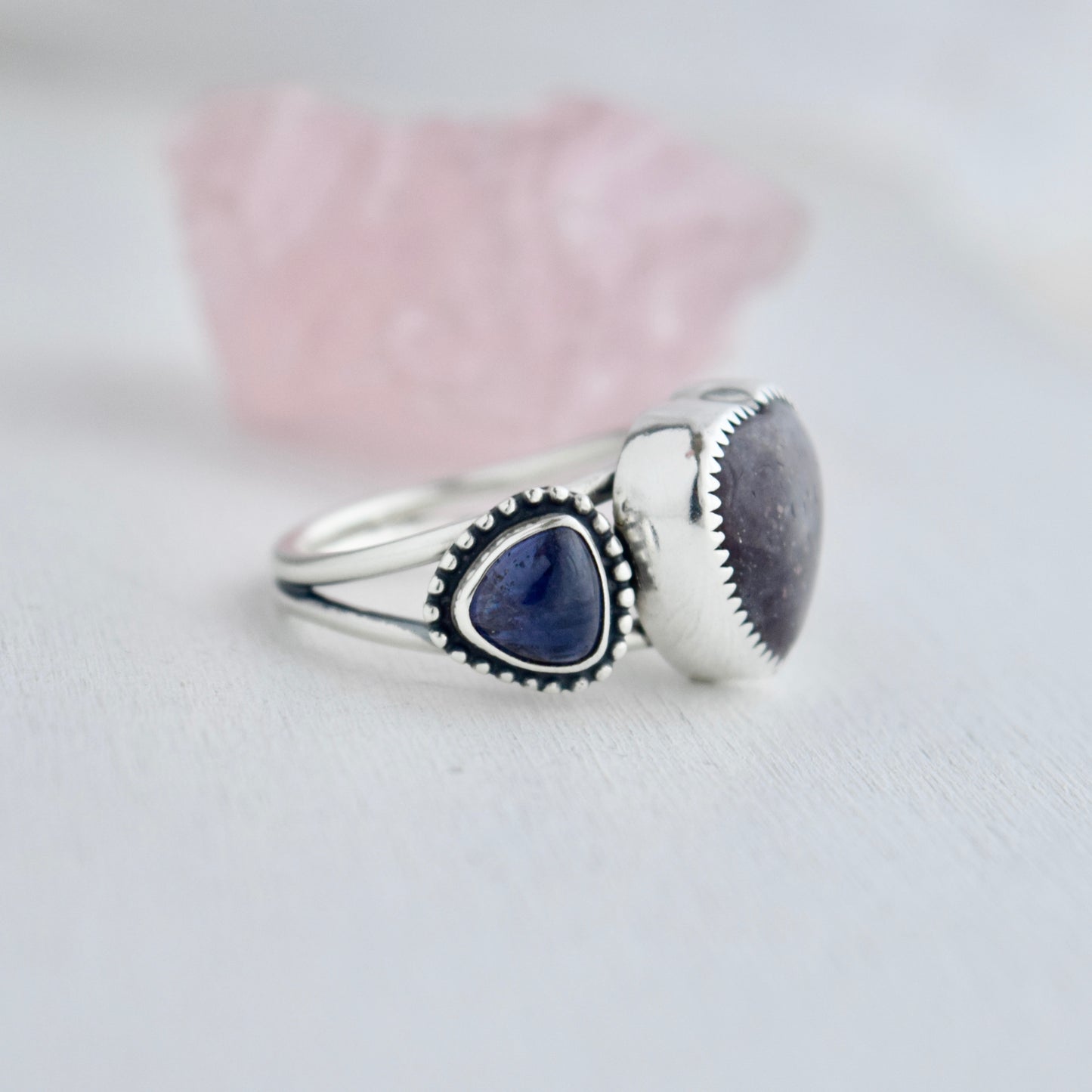 Heart Ring with Iolite Size 9