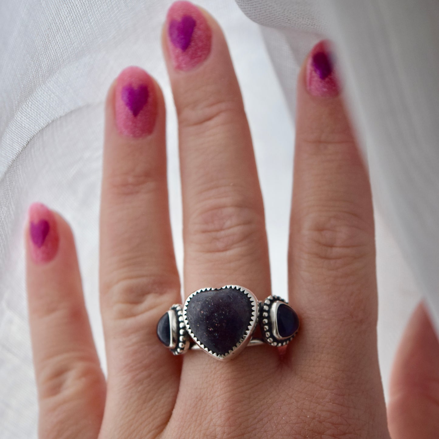 Heart Ring with Iolite Size 9