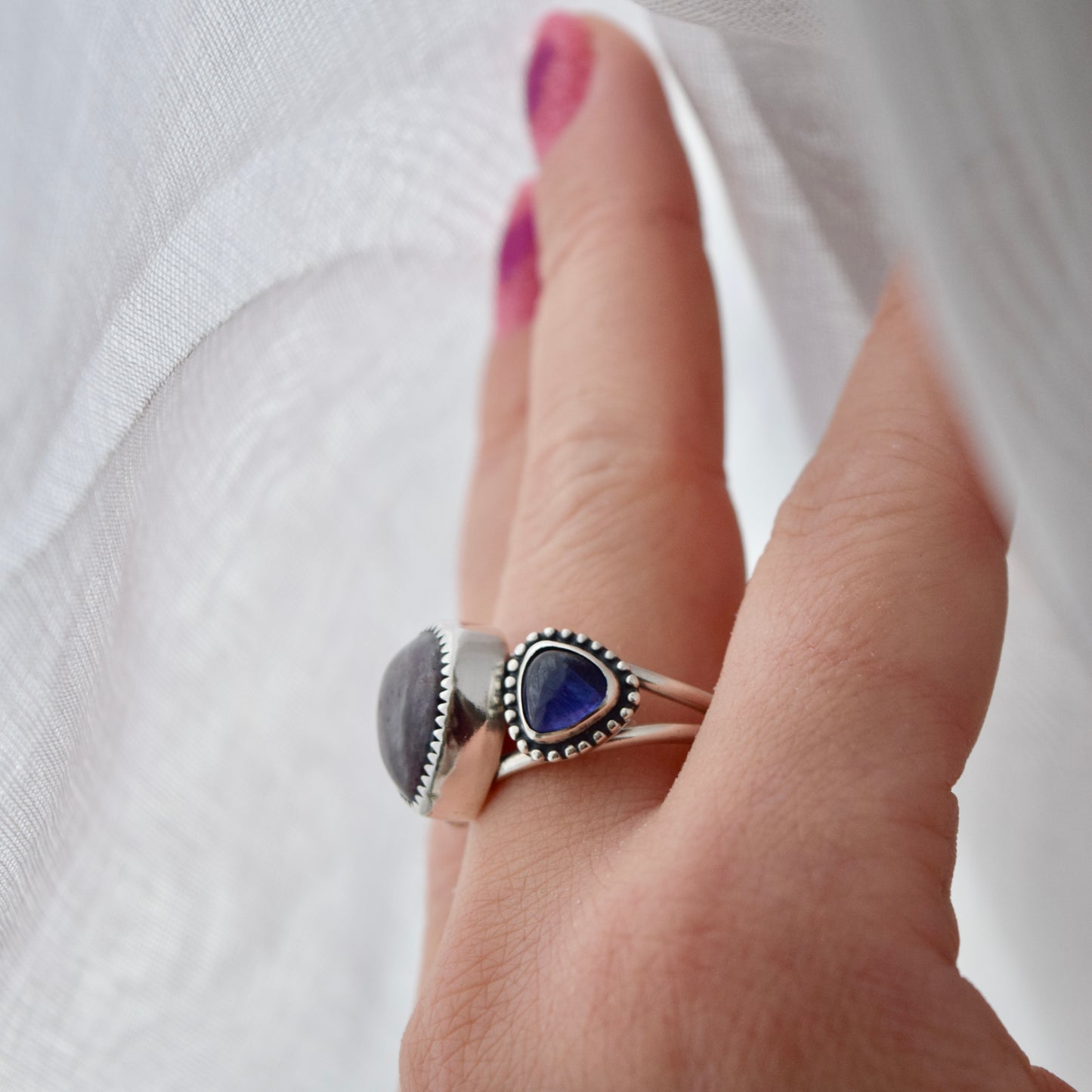 Heart Ring with Iolite Size 9