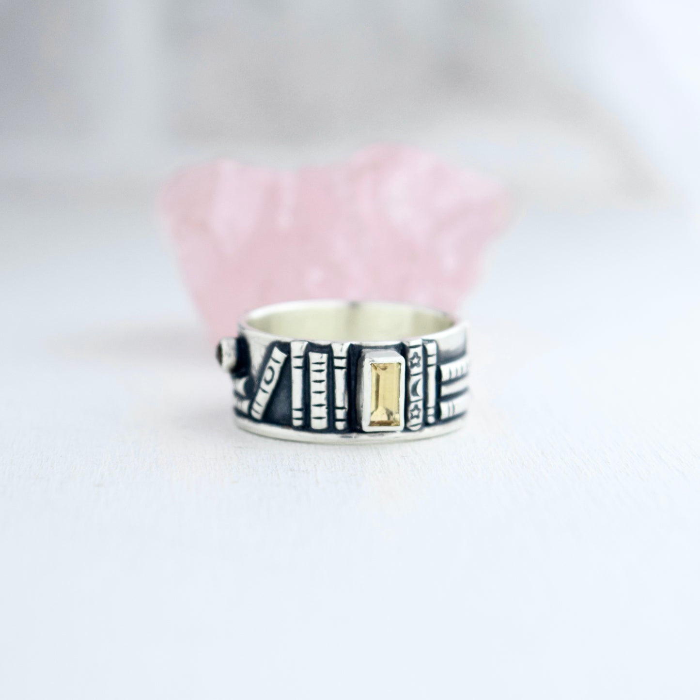 Bookshelf Ring Band with Citrine Size 8
