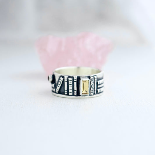 Bookshelf Ring Band with Citrine Size 8